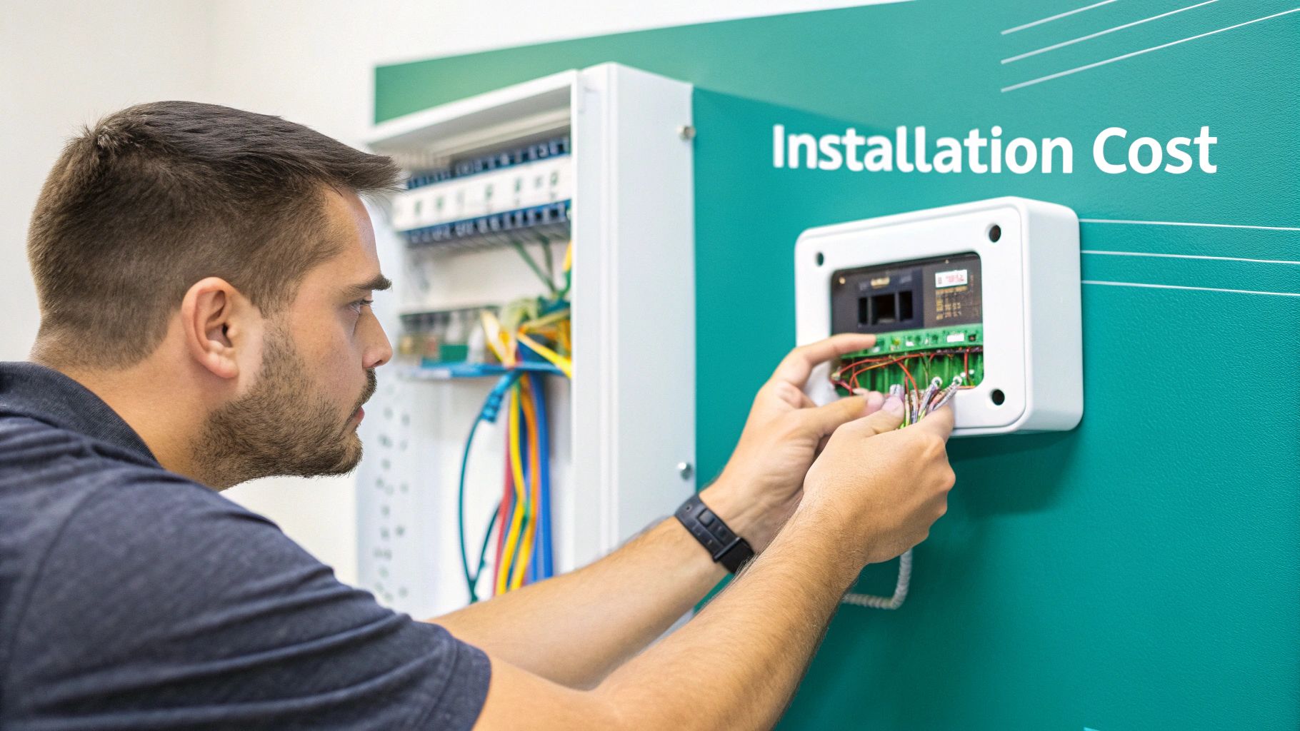A professional security expert monitoring multiple screens in a control room