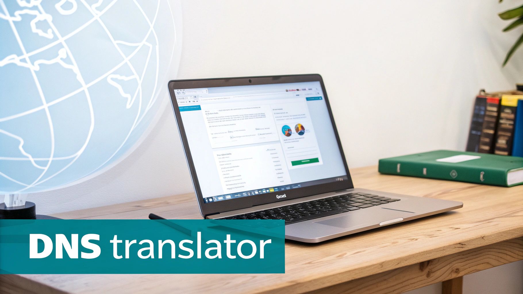 A modern, secure server room with glowing network lights, representing the infrastructure of DNS.