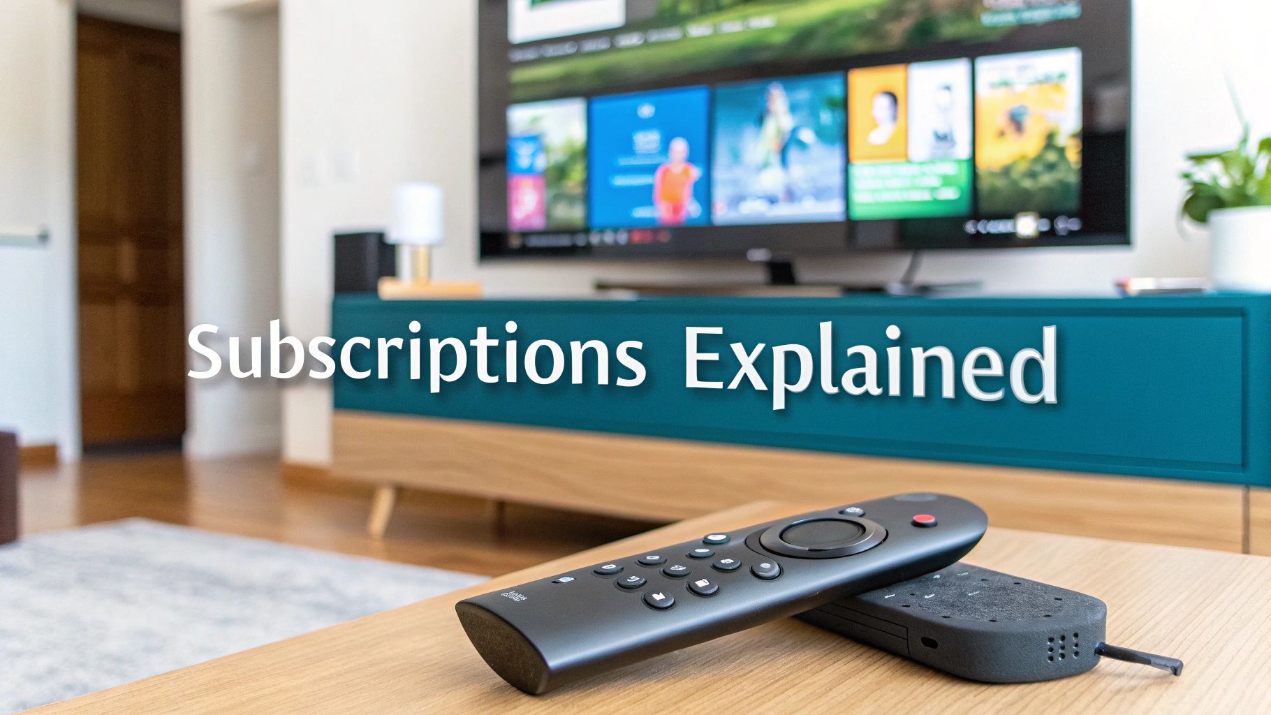 A person using a remote control to navigate a streaming service on a TV.