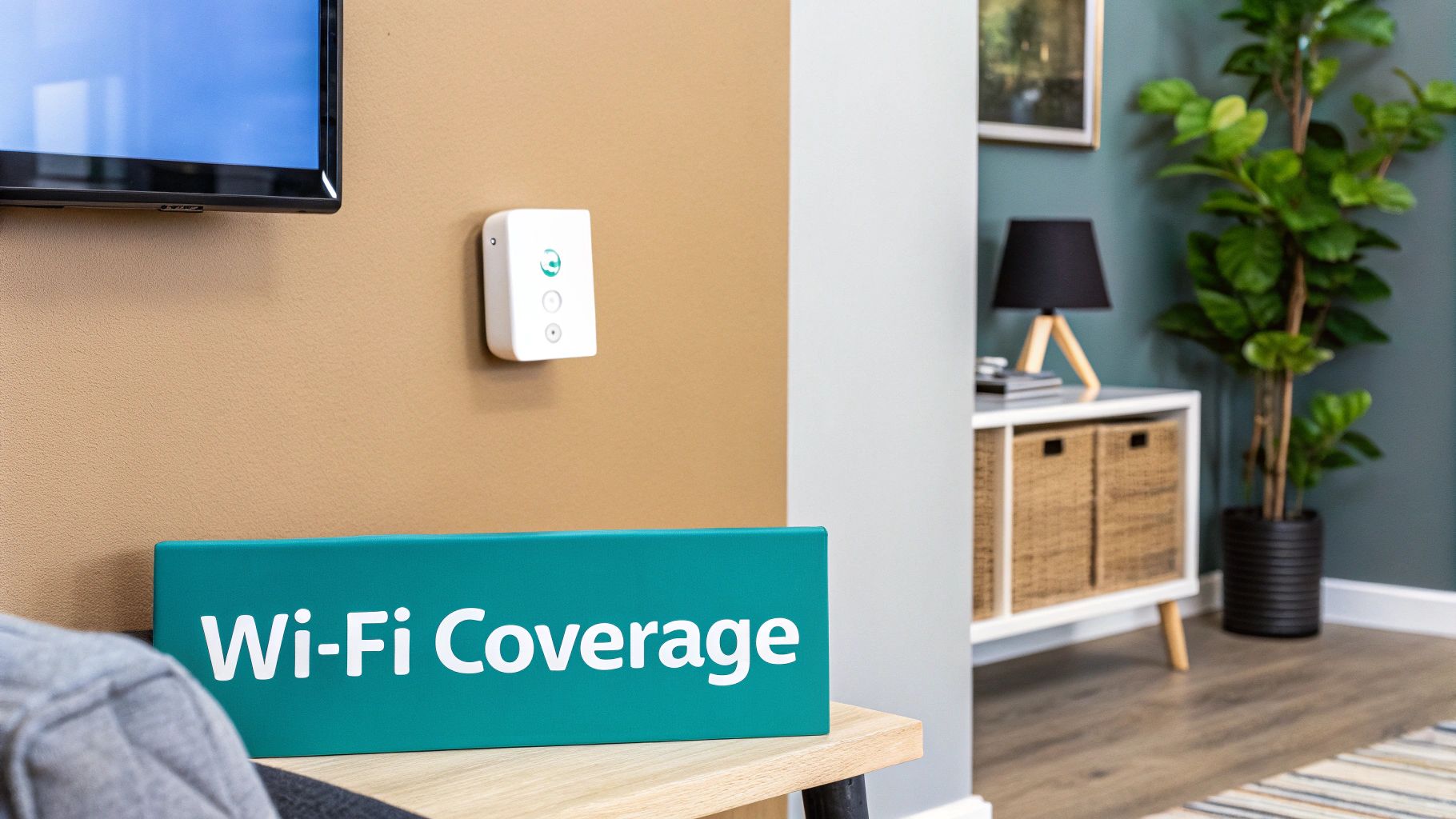 A heatmap showing excellent Wi-Fi signal strength across a home's floor plan.