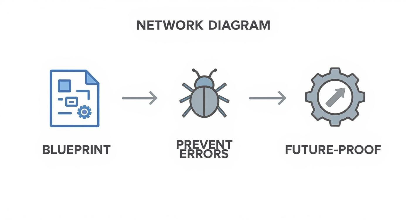 Infographic about how to create network diagram