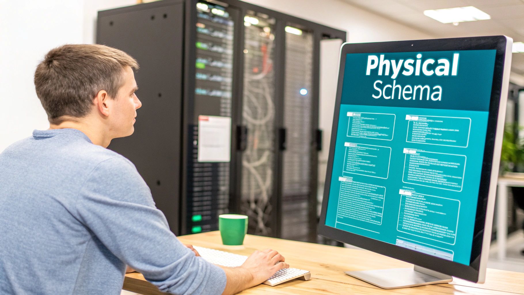Database servers representing the physical implementation of a data model