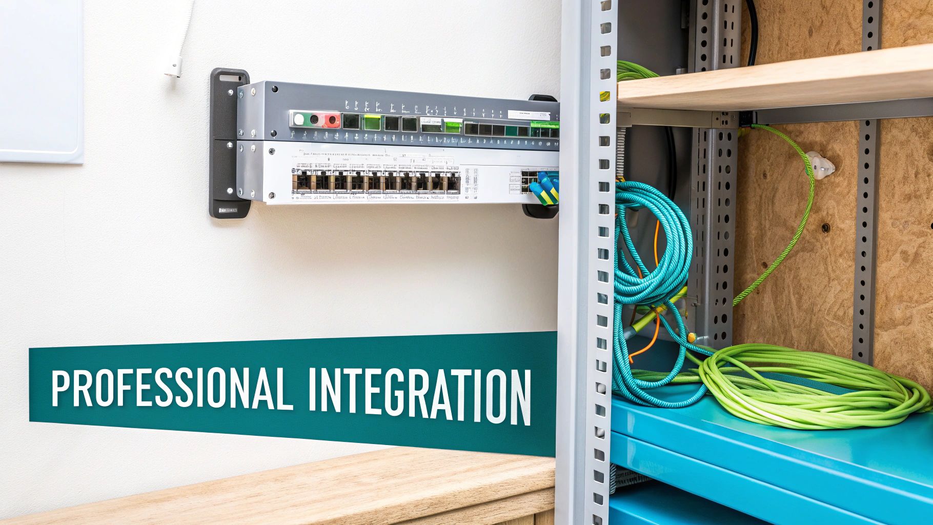 An engineer from MTL Smart Solutions installing network cabling in a high-end residential property.