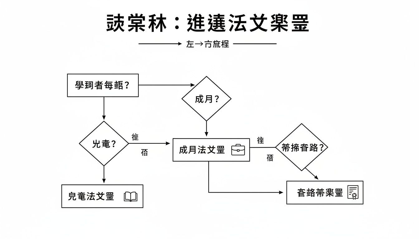 This flowchart illustrates Chong Lin French Language Learning Path, including decision points and different learning outcomes.