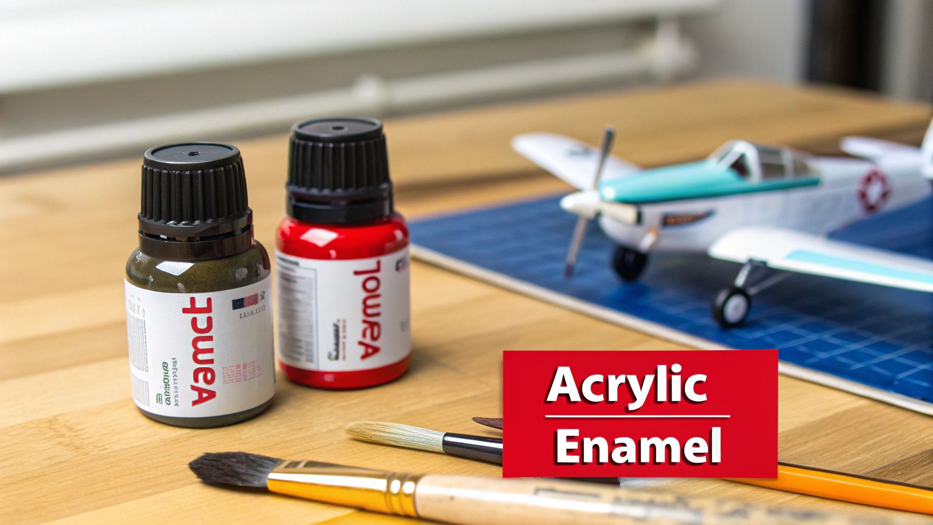 Modeler airbrushing a detailed miniature model.