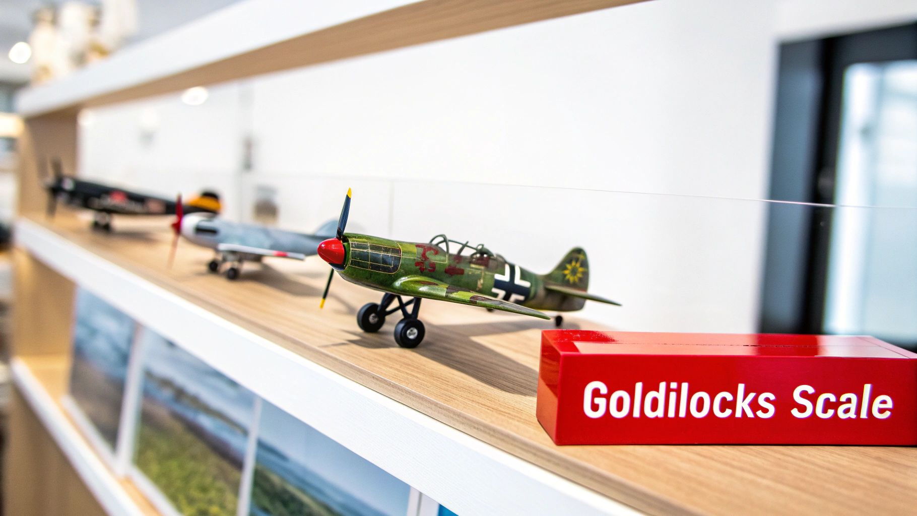 A detailed 1 48 scale model of a fighter jet displayed on a shelf.