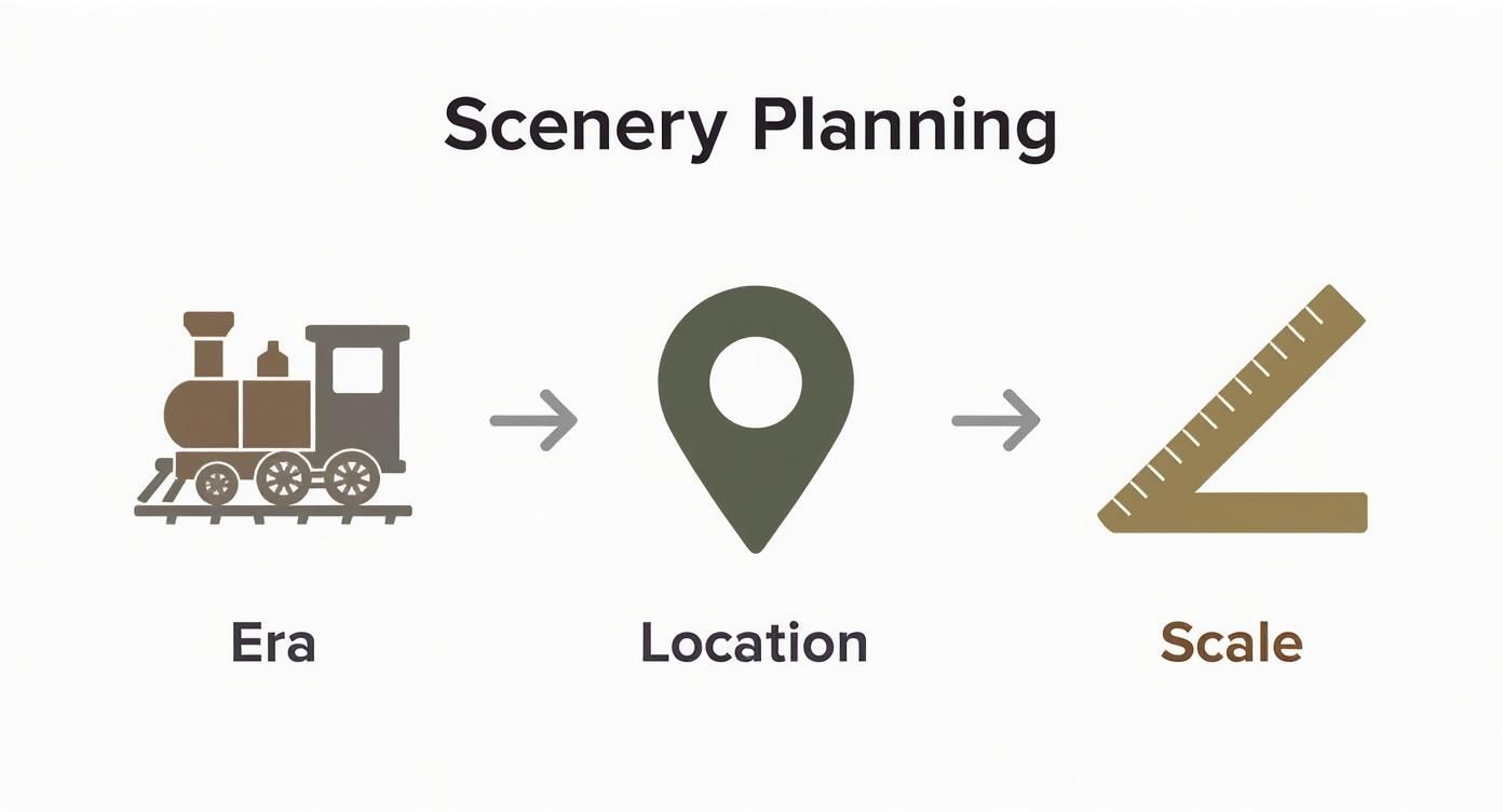 Infographic about scenery for model trains