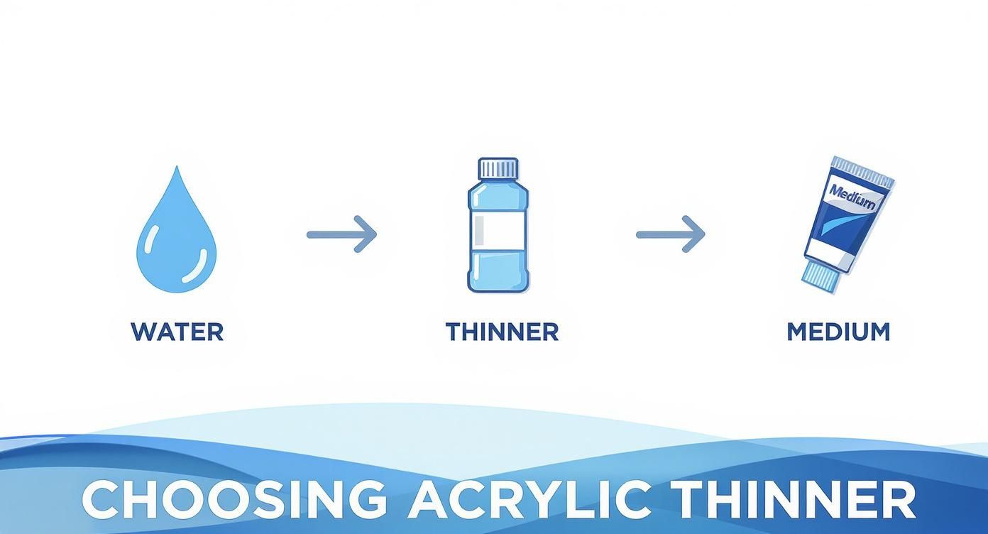 Infographic about how to thin acrylic paint