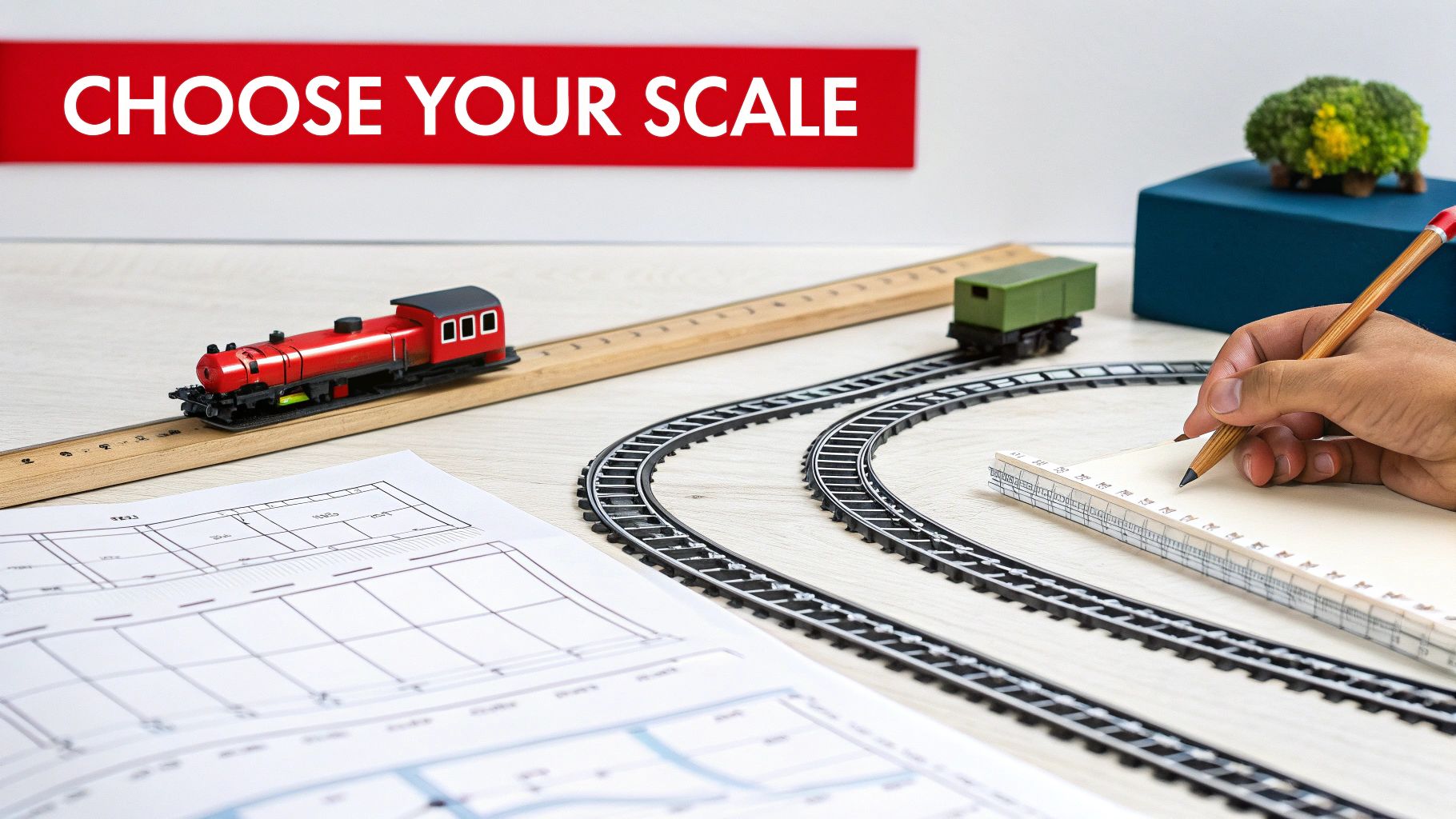 A detailed model railroad layout featuring trains, tracks, buildings, and miniature figures, showcasing the complexity and creativity of the hobby.