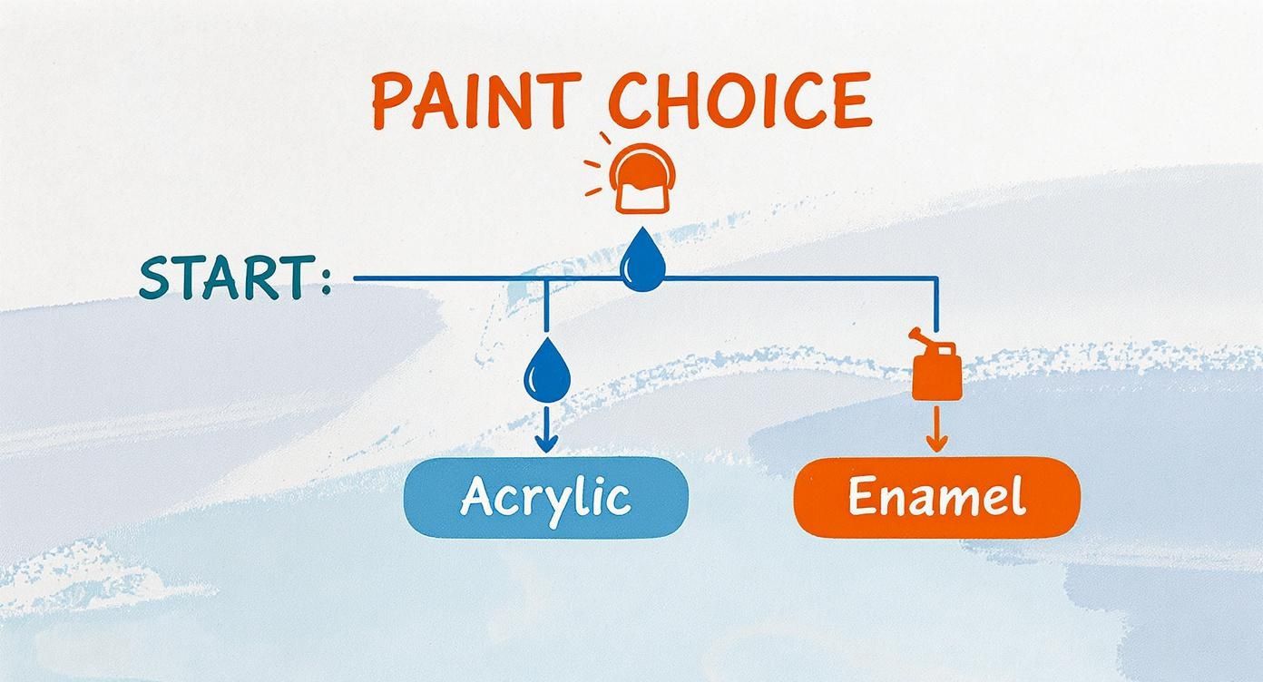 Infographic about acrylic vs enamel model paint