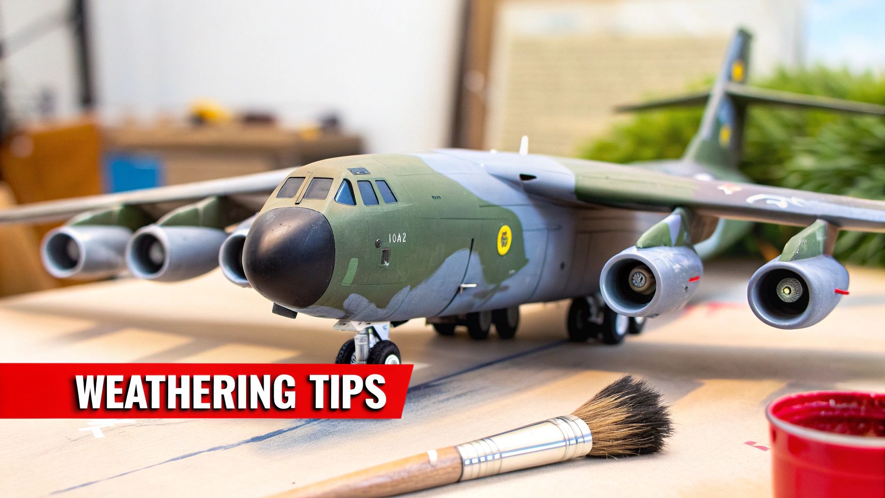 A beautifully weathered B-52 model showing realistic exhaust stains on the engine pods.