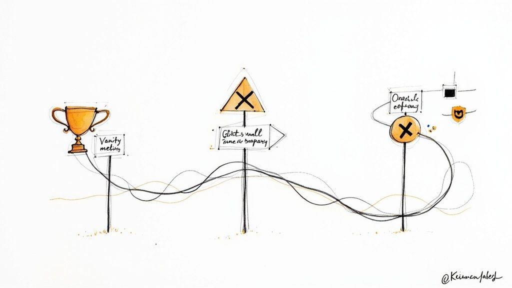 A red stop sign with a hand signaling to stop, symbolizing mistakes to avoid in competitive benchmarking.