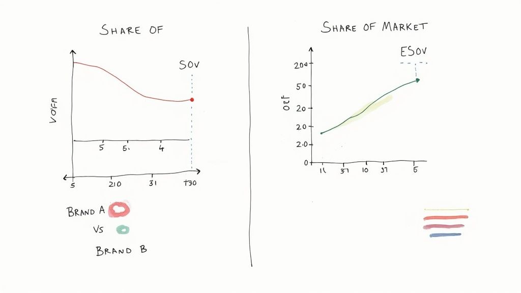 Graph showing the correlation between share of voice and market share