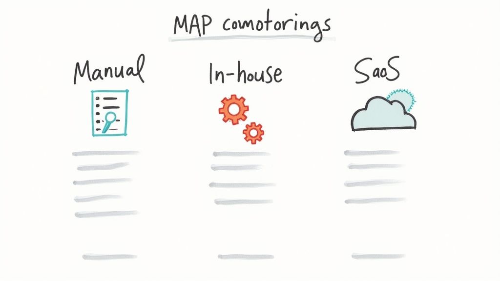 A person comparing different options on a digital screen, symbolizing the choice between different MAP monitoring technologies.
