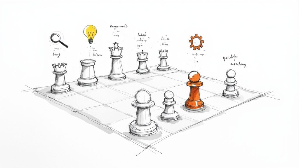 A person playing chess, symbolizing the strategic nature of SEO competitive intelligence.