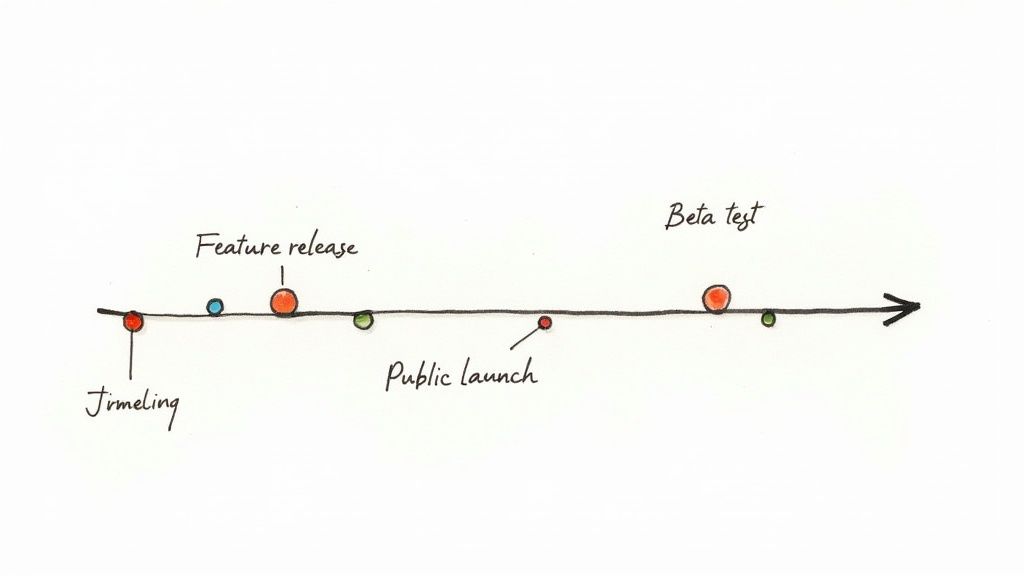 A detailed diagram showing the different components of a product roadmap, like vision, themes, and initiatives, connected in a logical flow.