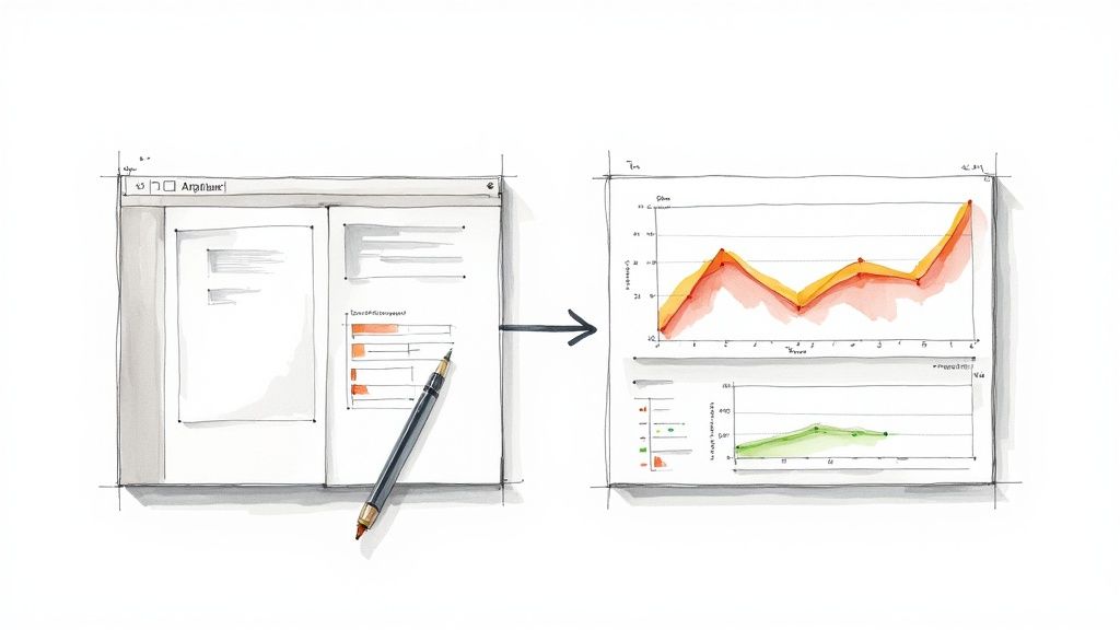 A person analyzing charts and graphs on a digital dashboard, representing modern client reporting.