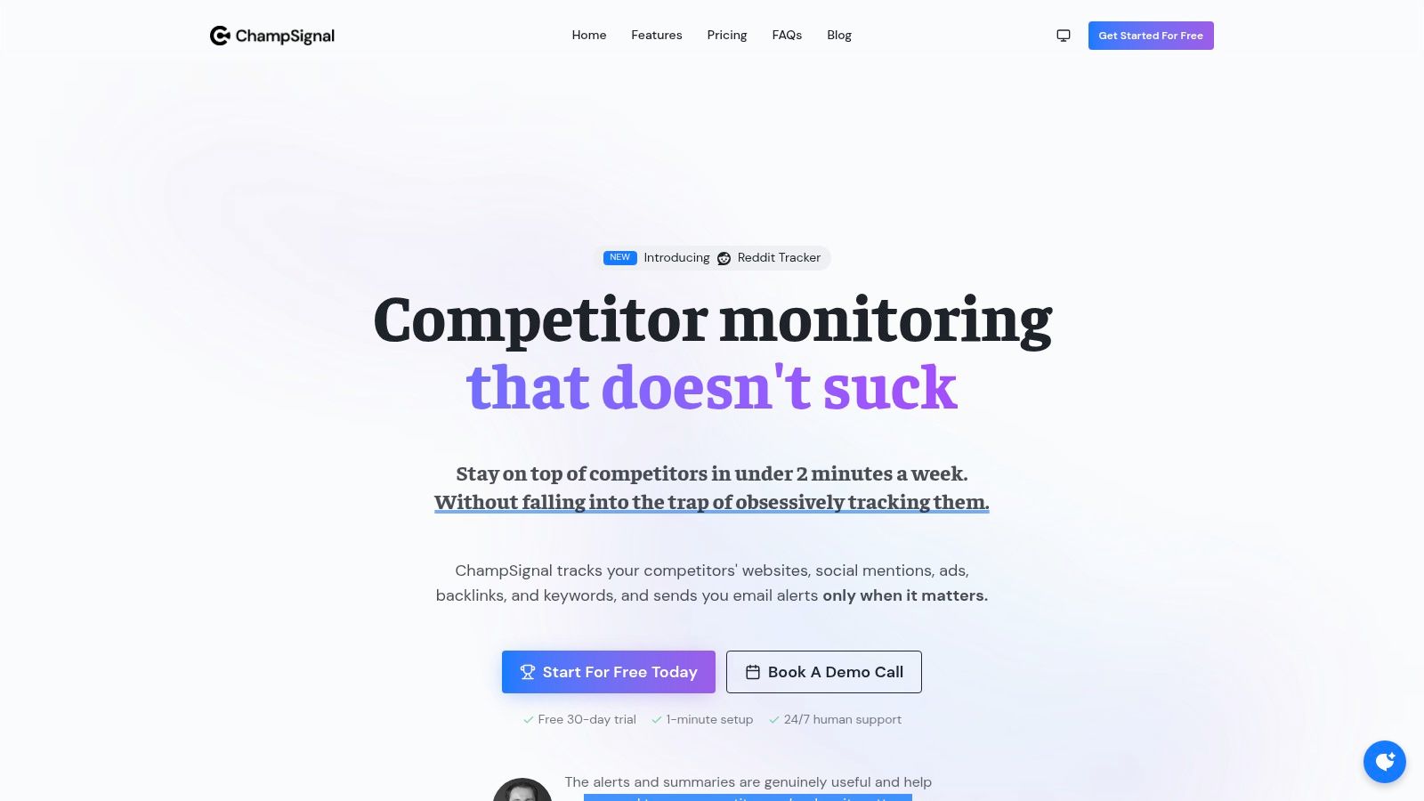 ChampSignal Dashboard showcasing its user-friendly interface for tracking competitor activities