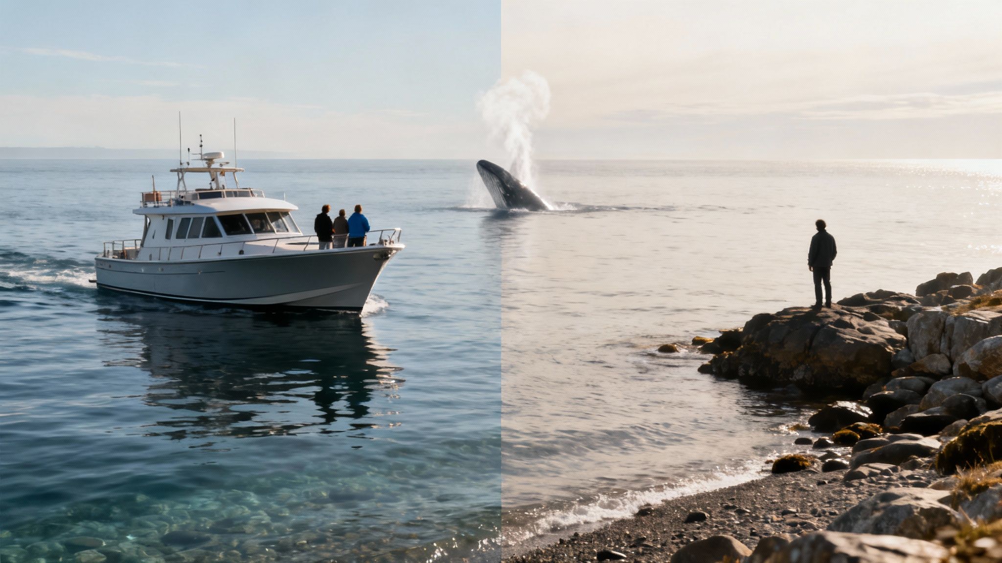 A humpback whale's tail emerging from the water with the Kona coastline in a background.