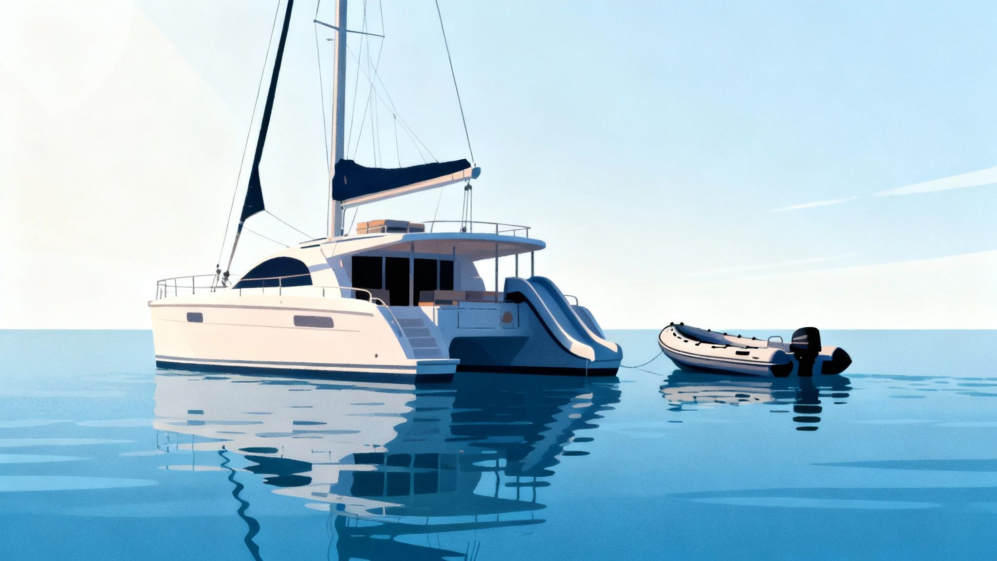 A group of people on a large catamaran ready for a snorkel tour.