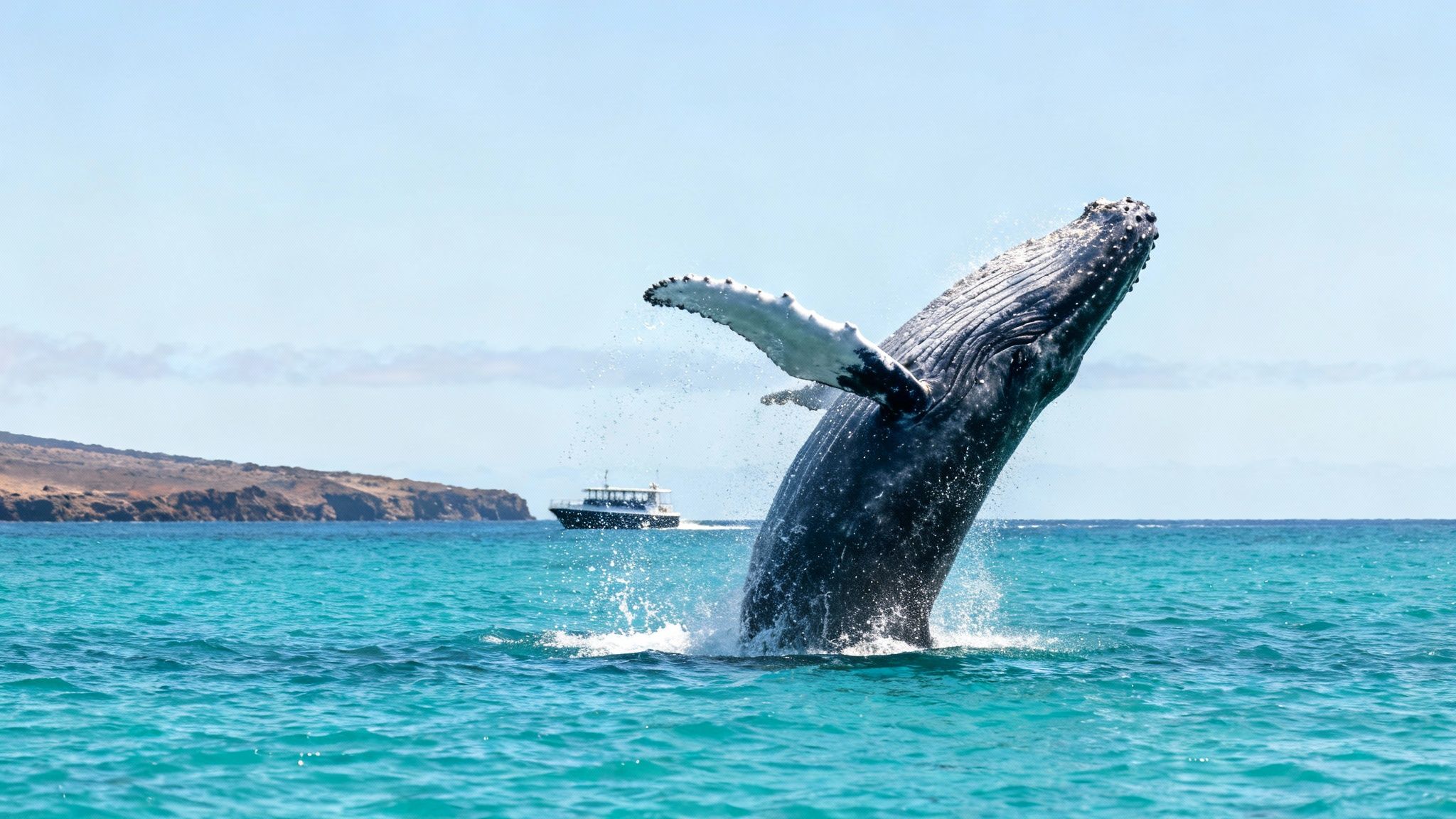 Whale breaching off Kona coast