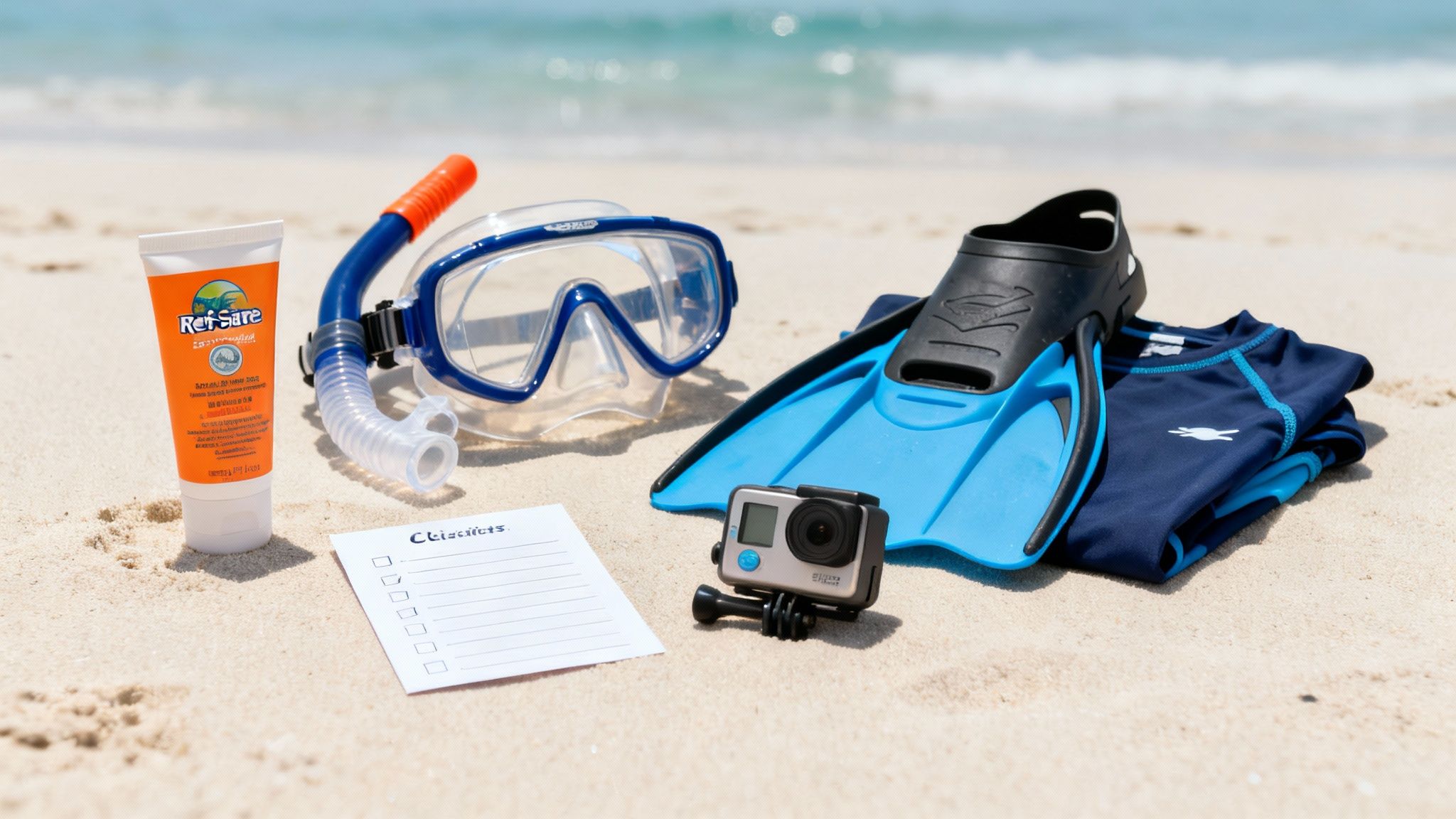 A person snorkeling with a green sea turtle in clear blue water.