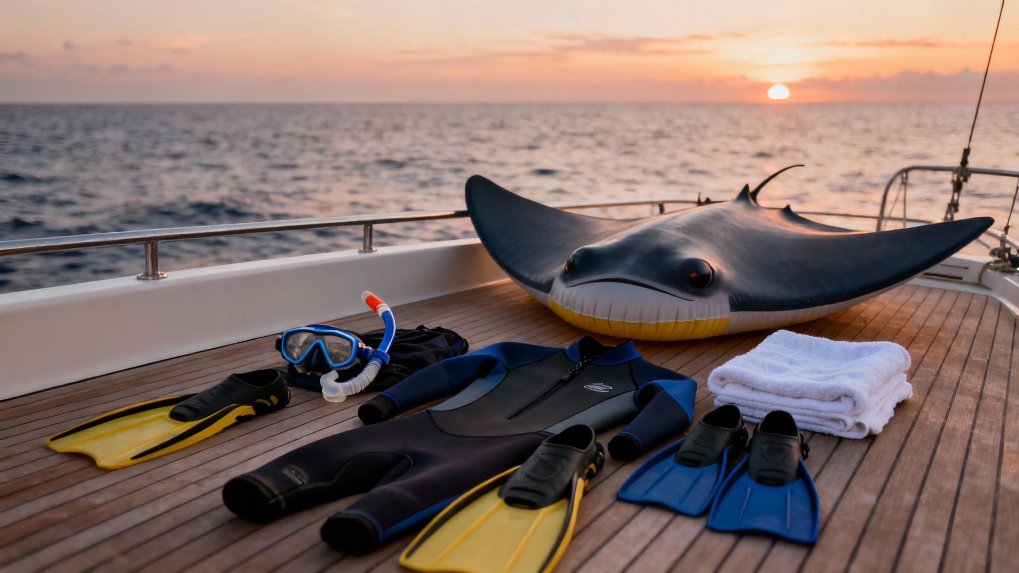 Snorkelers holding onto a light board, preparing for their manta ray night snorkel in Kona's dark waters.