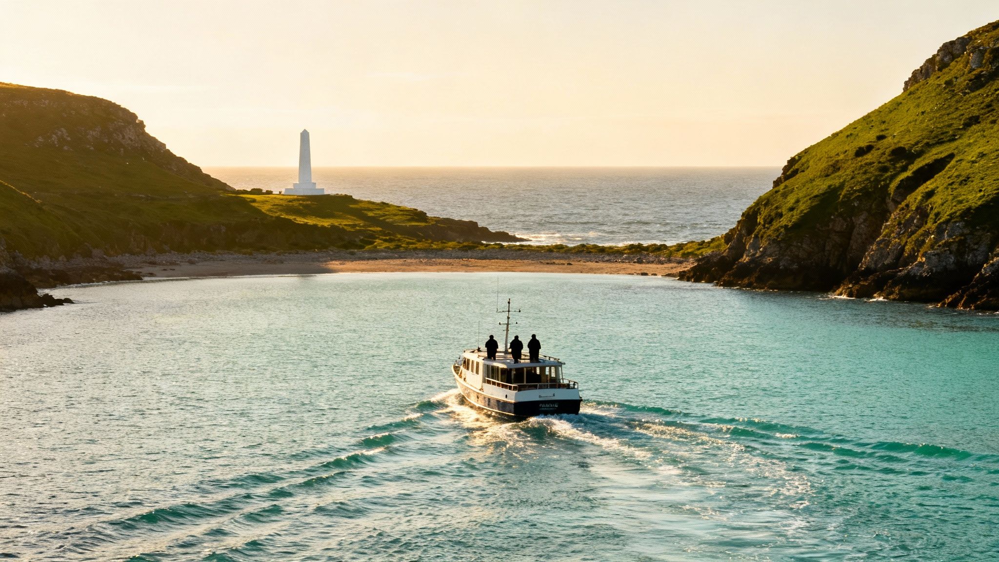 A group of snorkelers enjoying the clear blue waters of Kealakekua Bay near the Captain Cook monument.