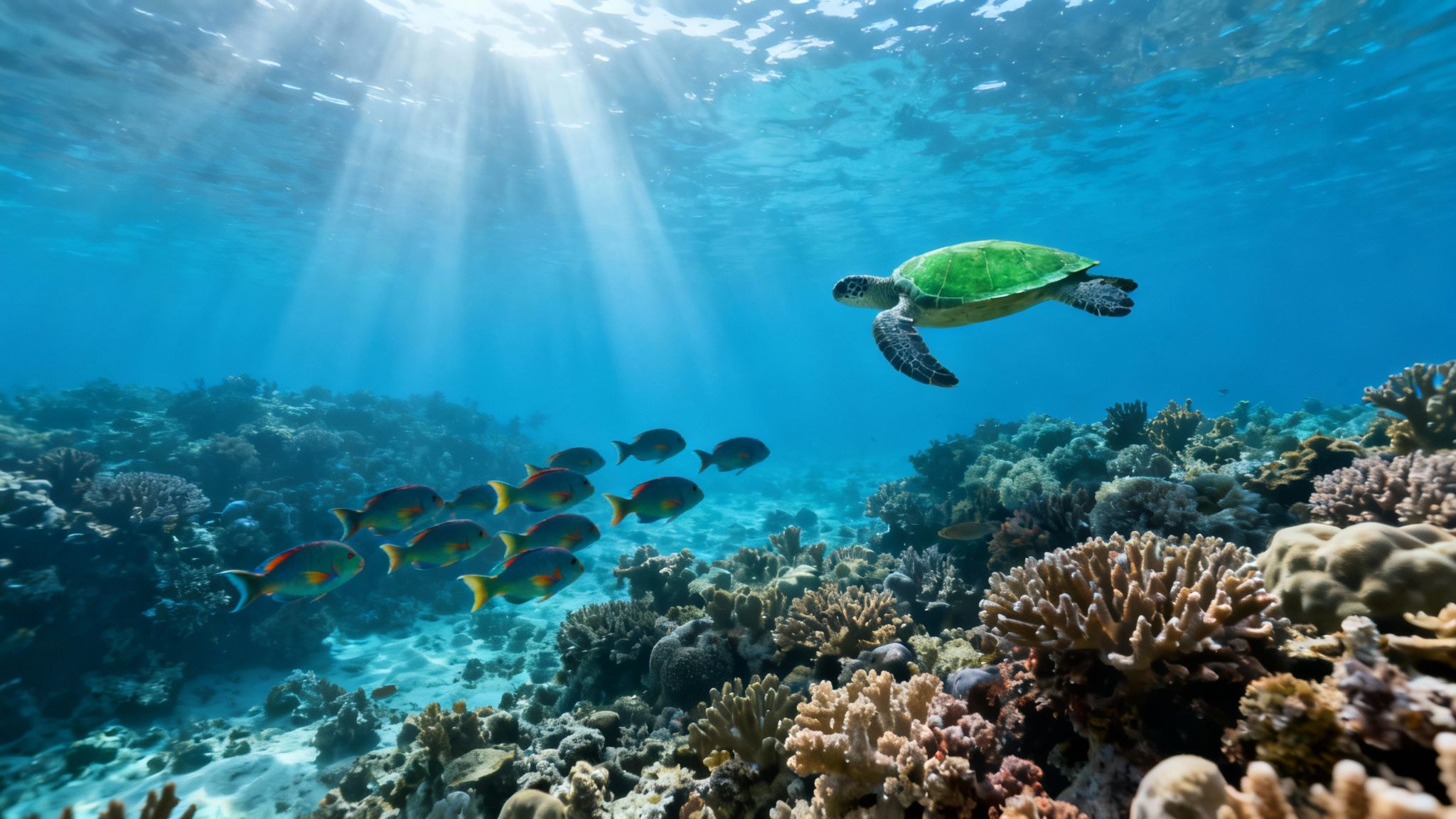 Snorkeler observing vibrant coral reefs in the clear waters of Kealakekua Bay