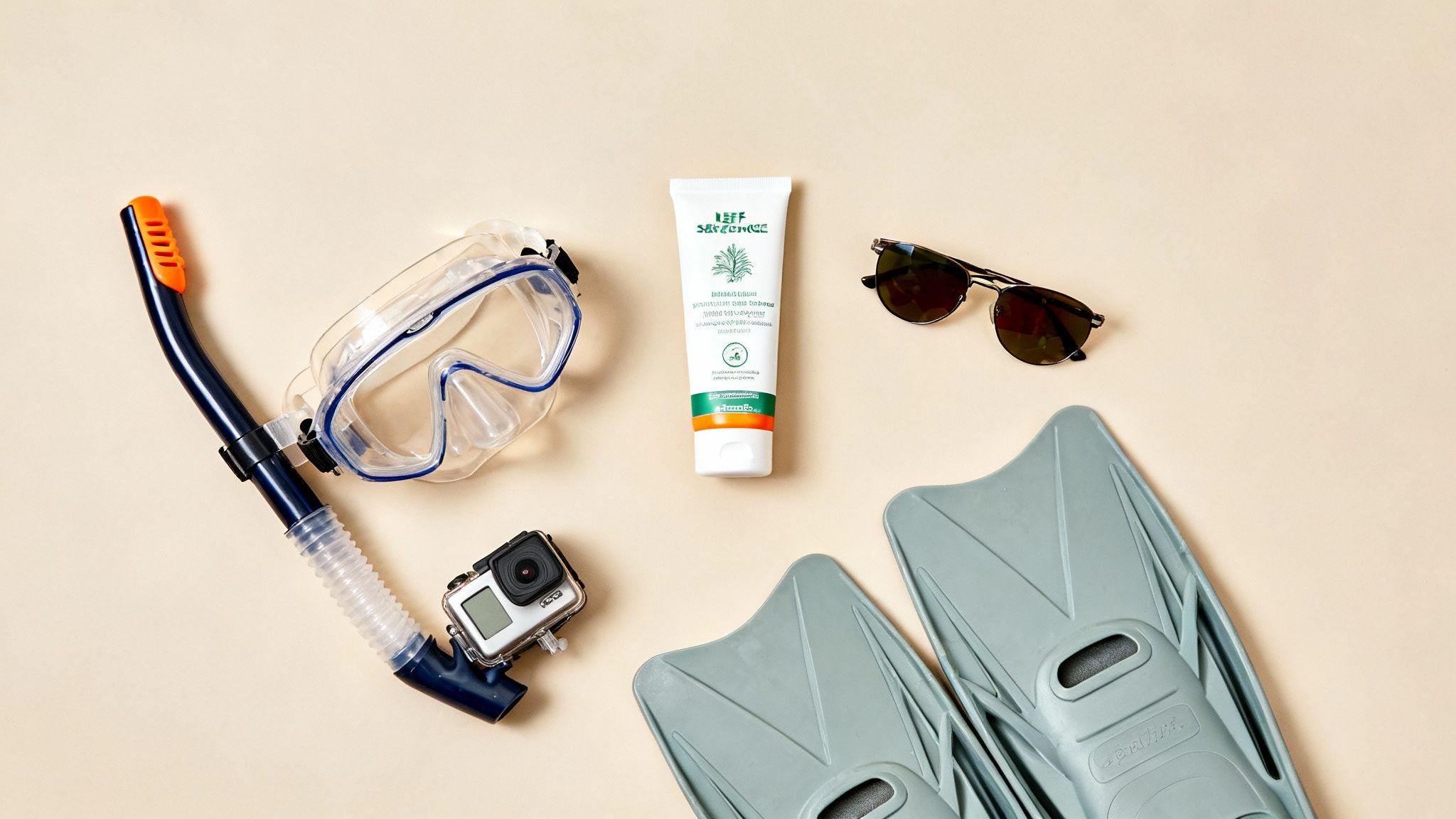 A snorkeler prepares their mask and fins on the edge of a boat.