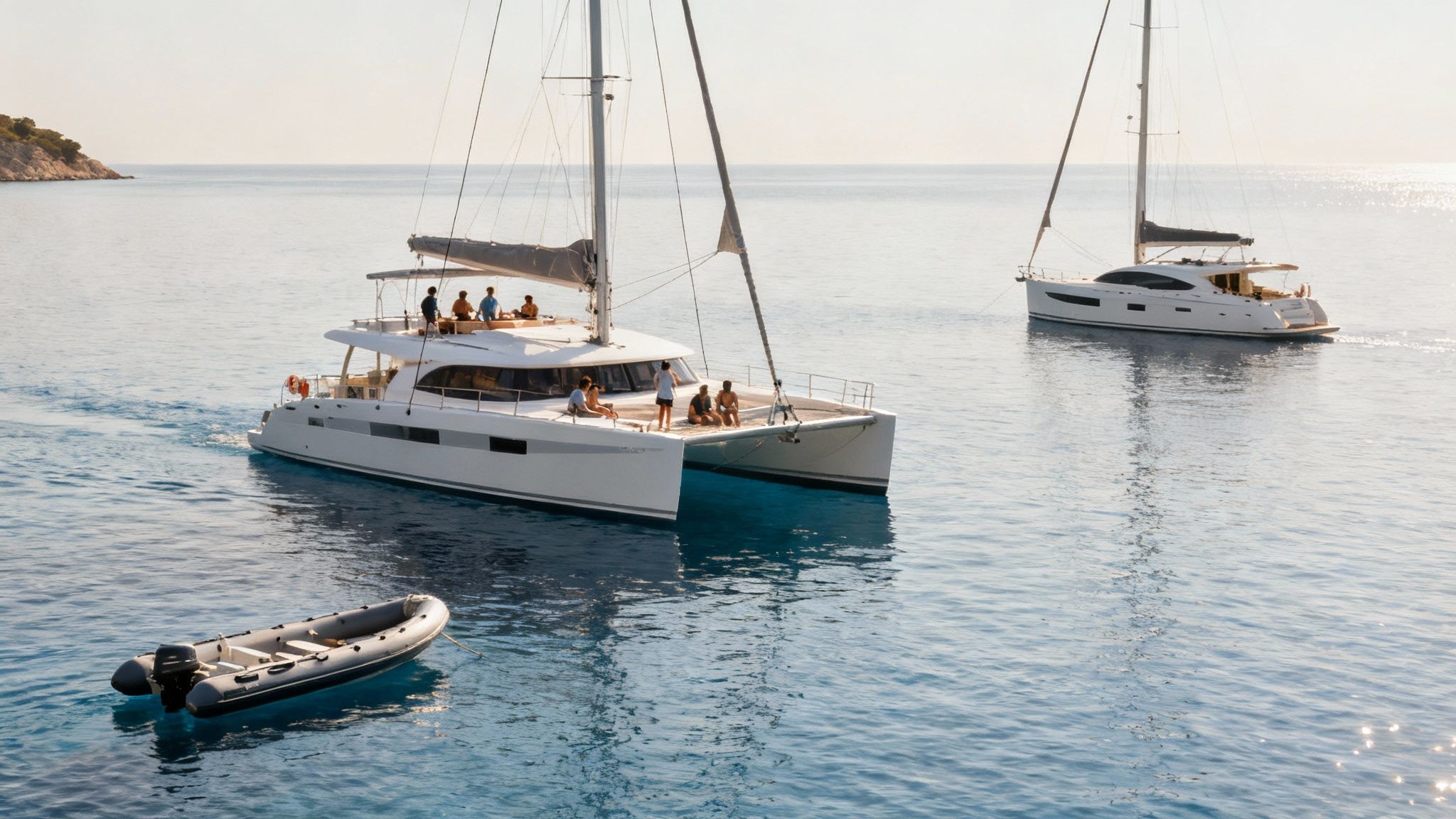 A small zodiac-style boat watching a whale's tail rise from the water.