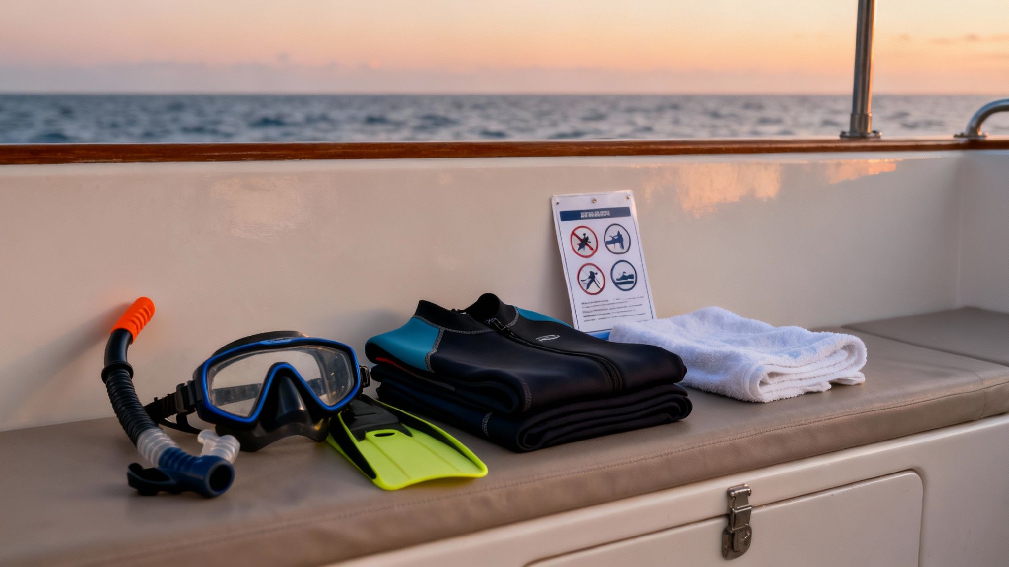 A snorkeler gives a shaka sign while floating over a manta ray at night.