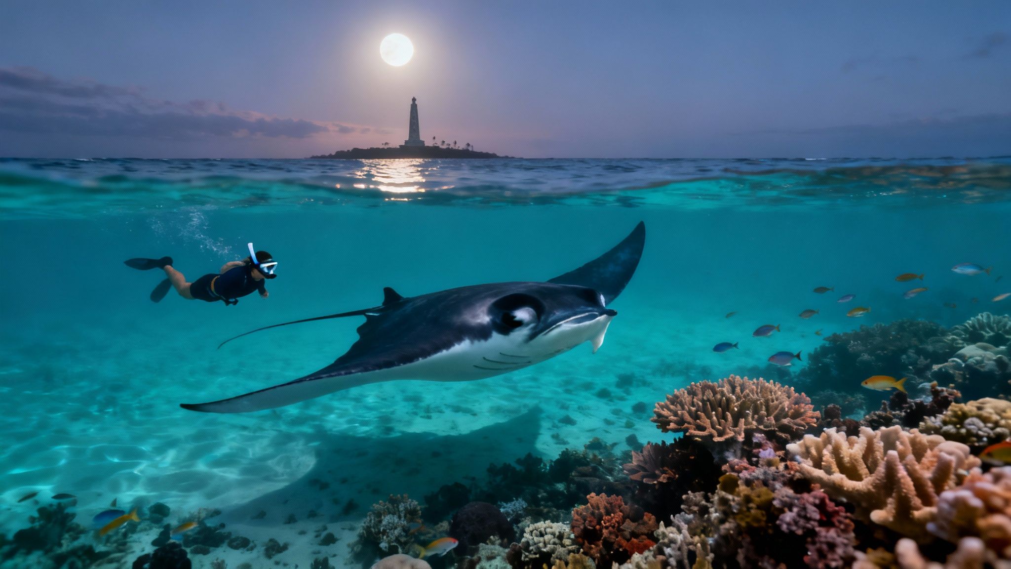 kona snorkeling tours - Kona's manta night snorkel & Captain Cook Monument