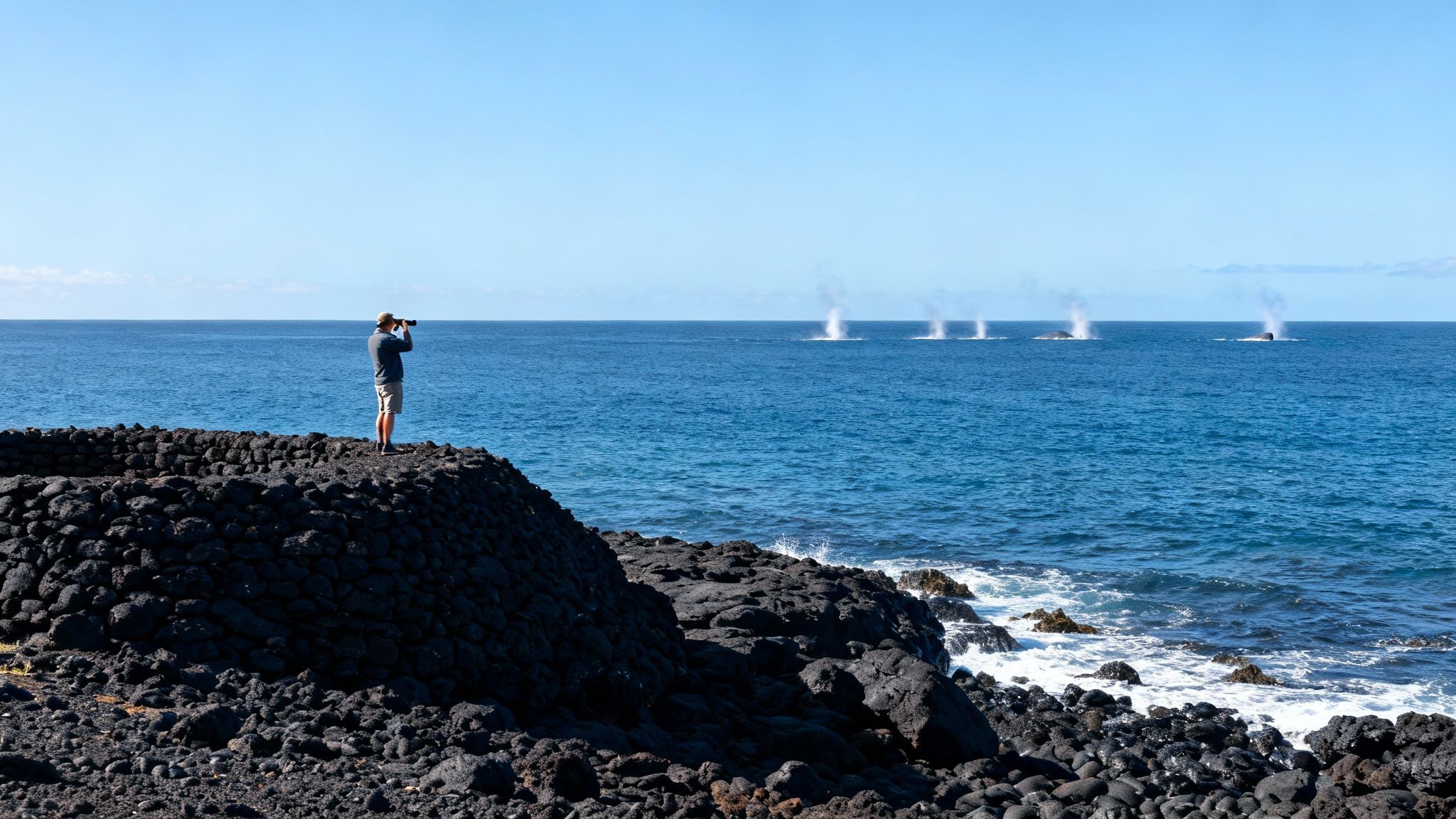 A humpback whale gracefully swimming near the Kohala Coast on the Big Island.