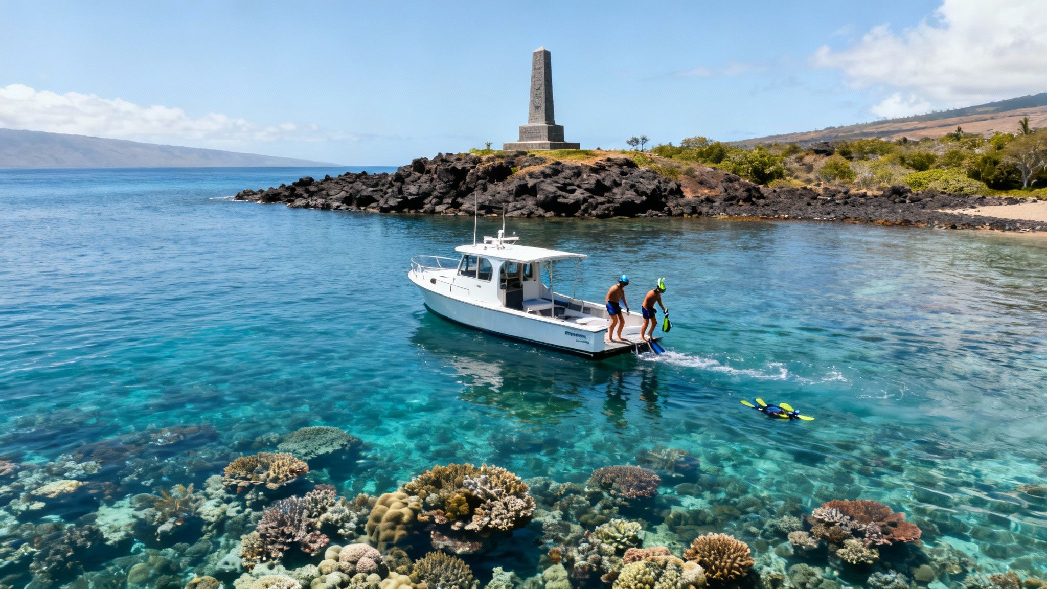 Snorkeling in a coral garden at Kealakekua Bay