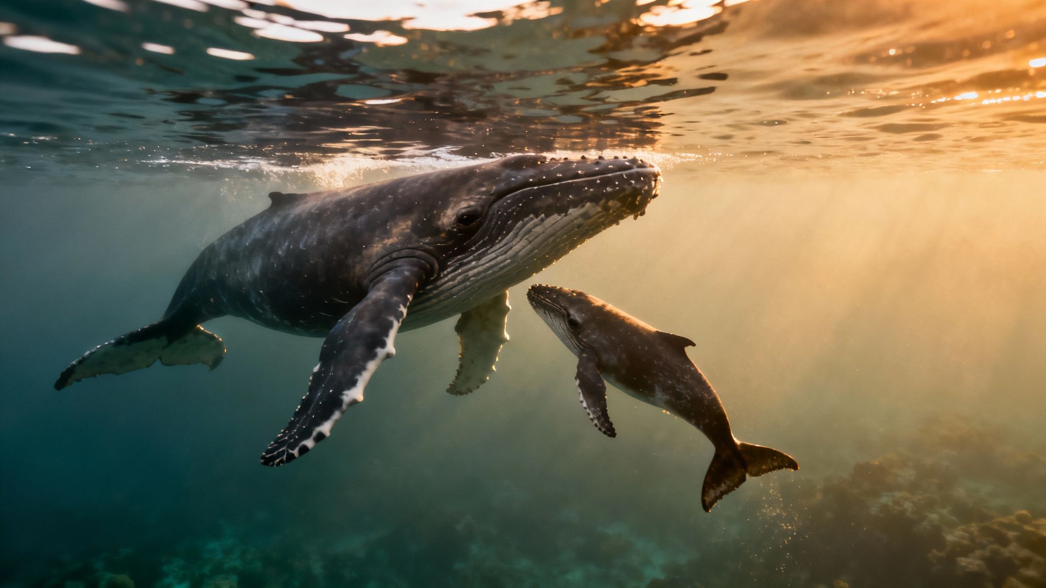 Humpback whale tail emerging from the ocean near Kona