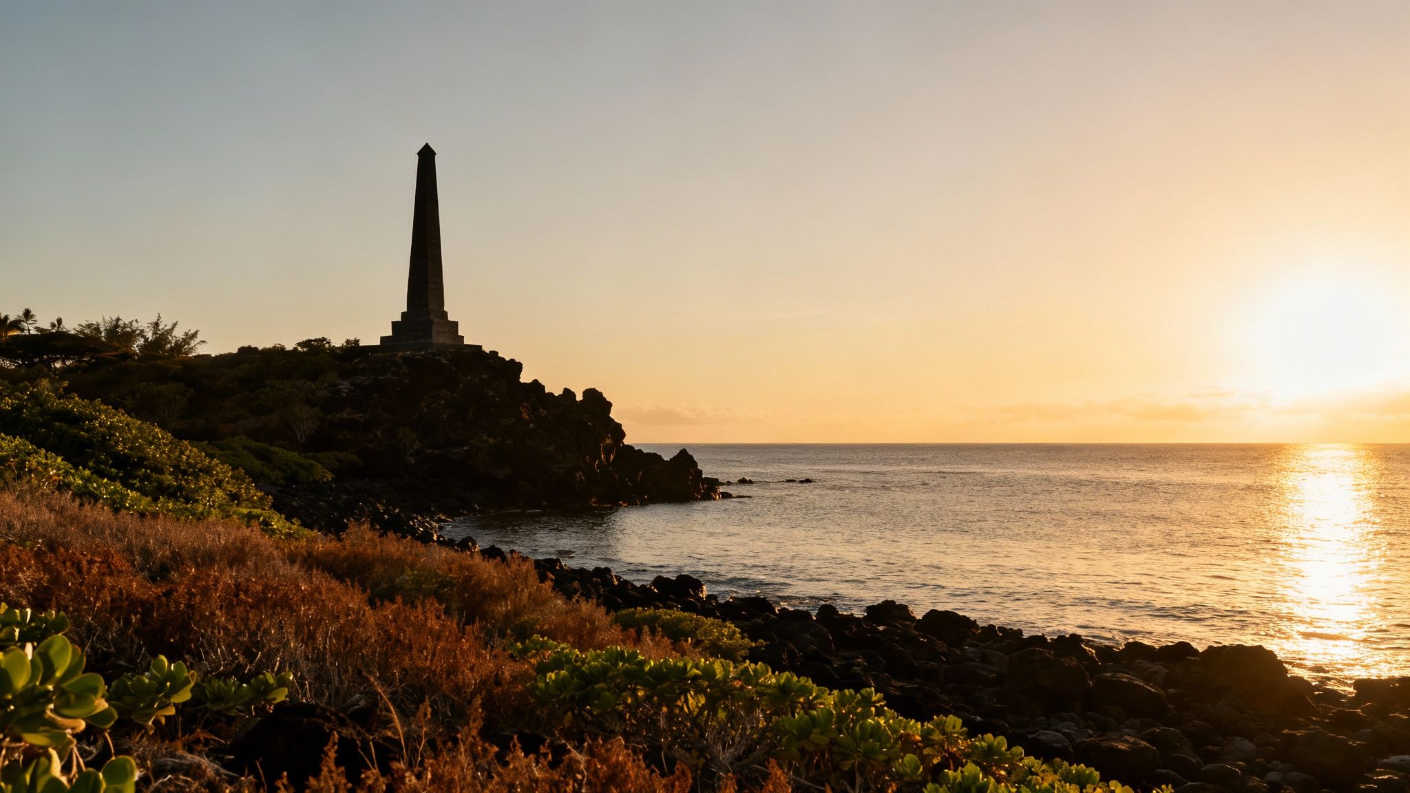 An old illustration depicting Captain Cook's arrival in Kealakekua Bay