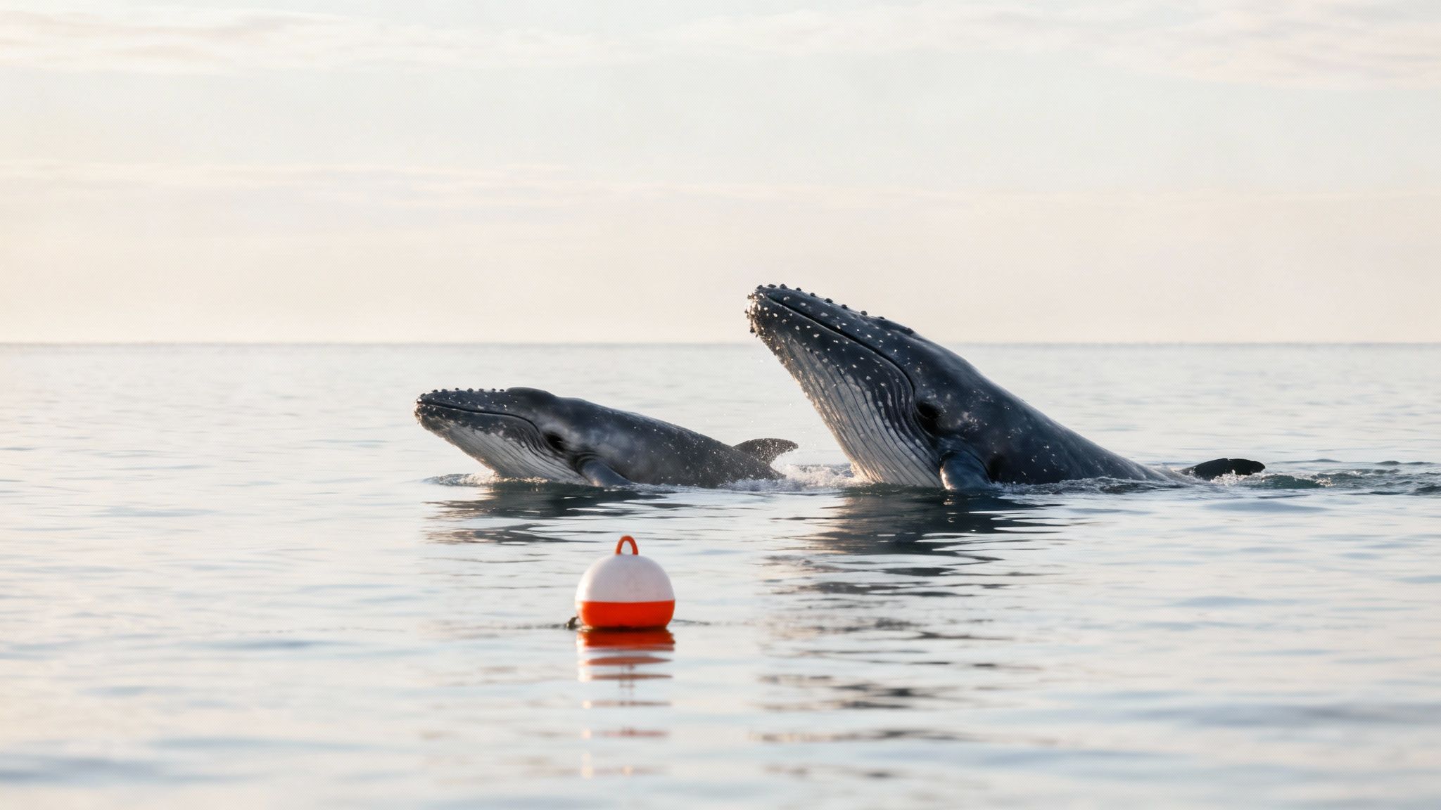A whale watcher responsibly photographing a whale from a safe distance