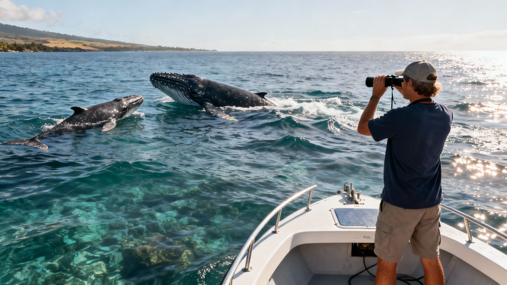 Humpback whale in clear Hawaiian waters