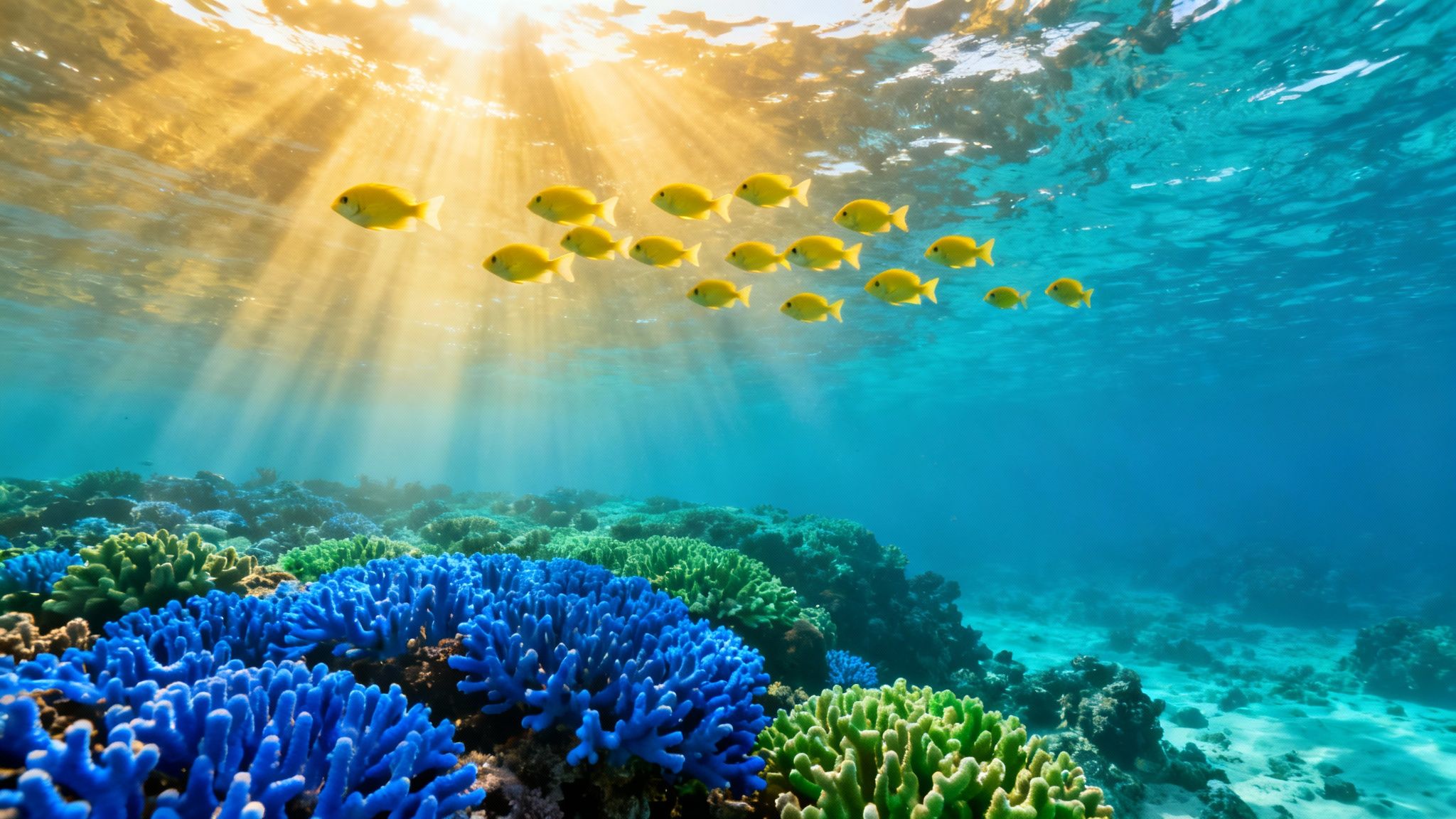 Colorful fish swimming in the clear blue waters of Kealakekua Bay