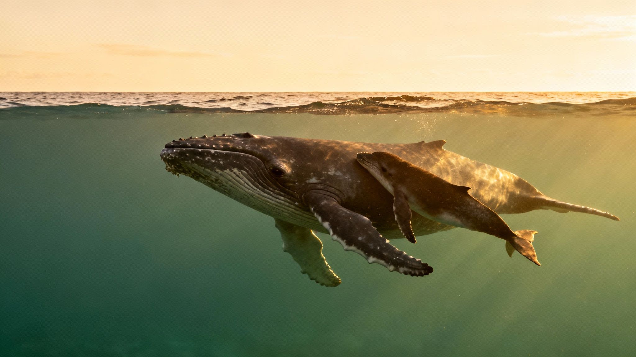 A humpback whale's tail emerging from the ocean with a splash, with the Hawaiian coastline in the background.