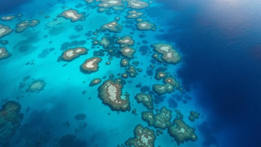 A snorkeler preparing their gear by the clear blue water.