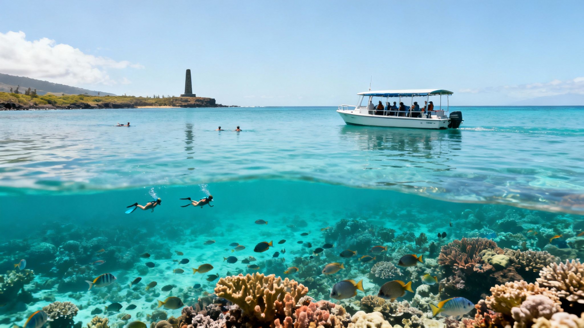 Vibrant coral reef and fish at Kealakekua Bay