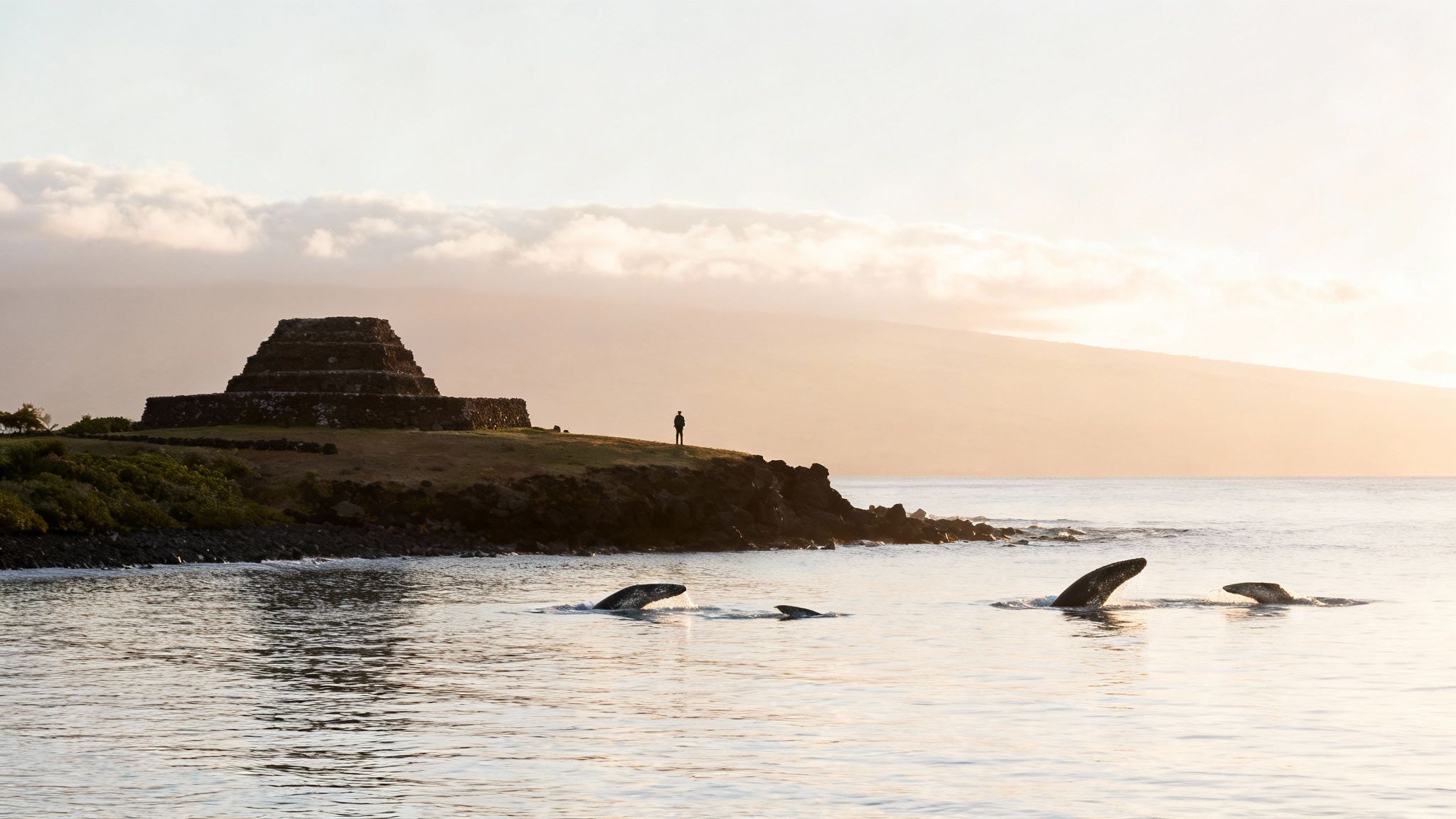 A humpback whale's tail fluke rising from the water off the coast of the Big Island.