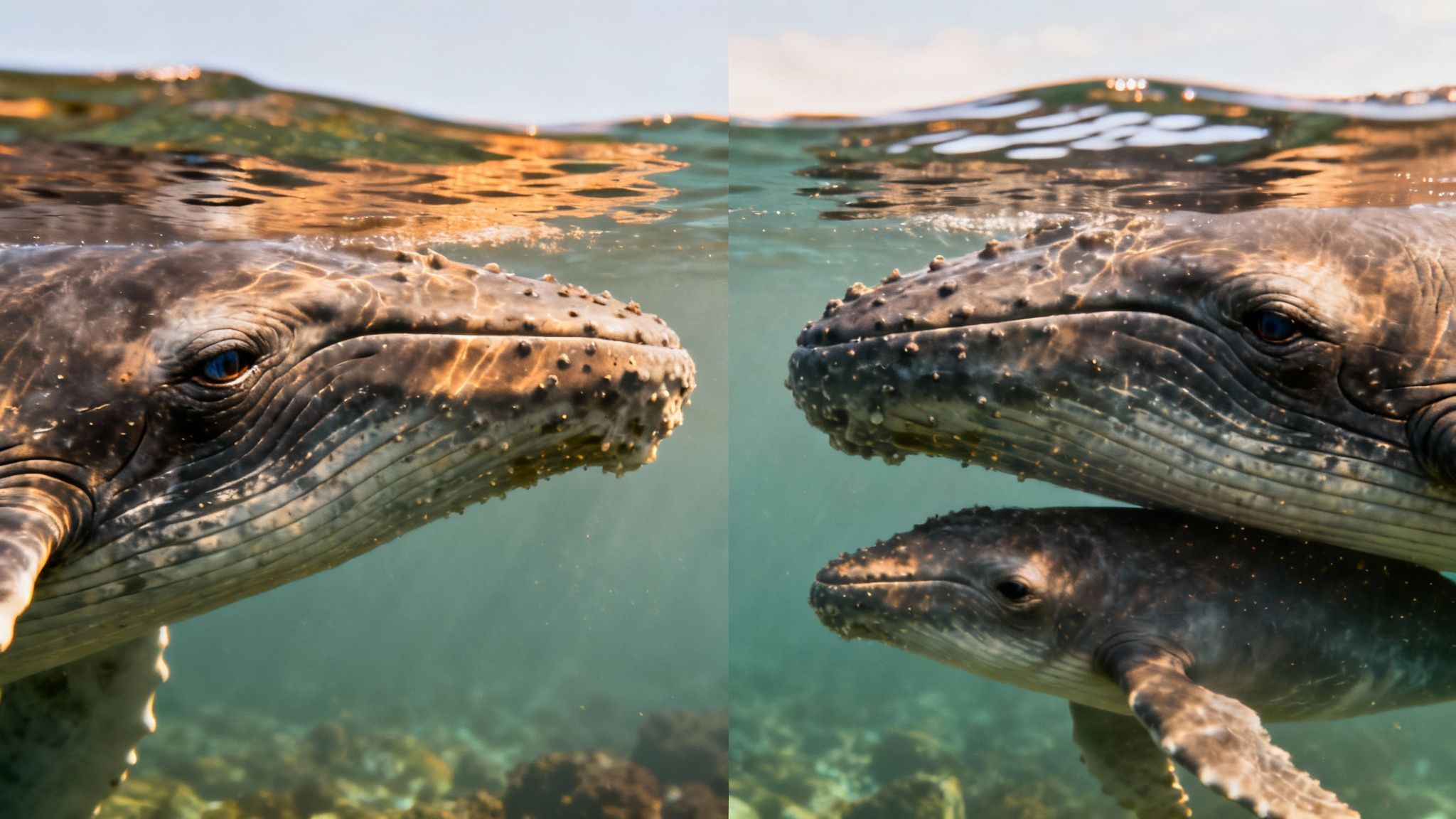 Humpback whale tail emerges from the water in Hawaii