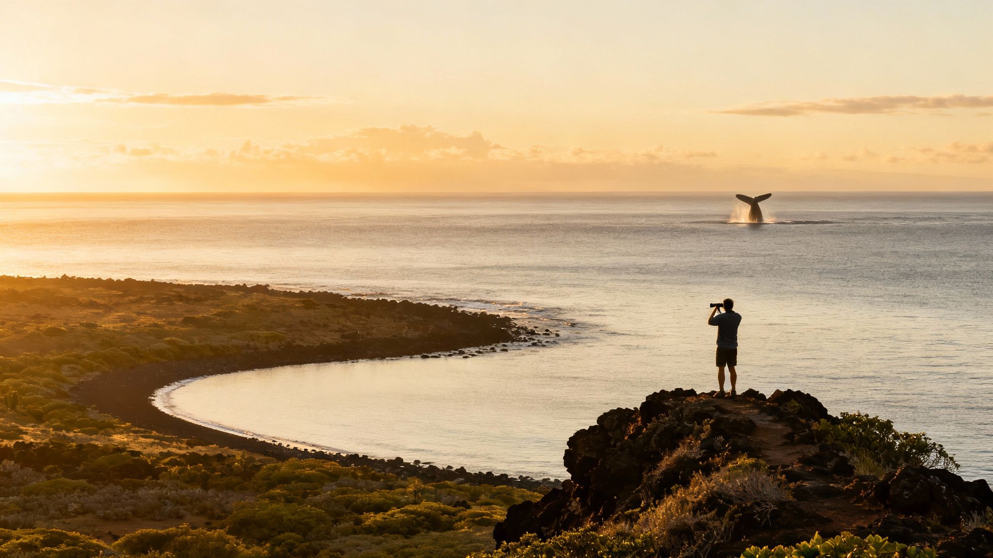 Humpback whales breach off the Kona coast