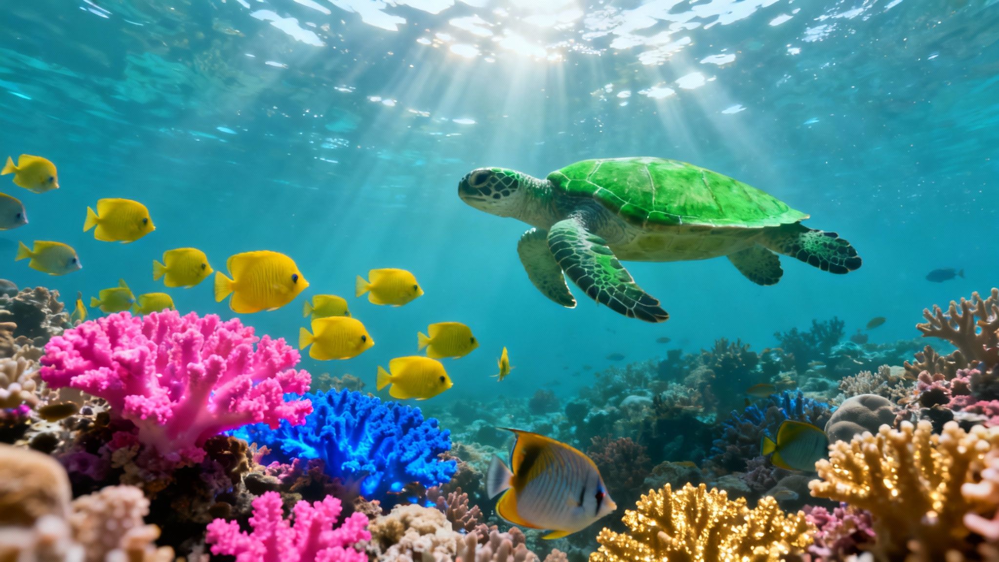 A vibrant underwater scene in Kealakekua Bay with colorful fish and coral.