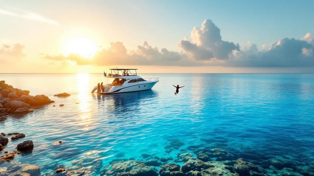 Snorkeler preparing gear before a dive.