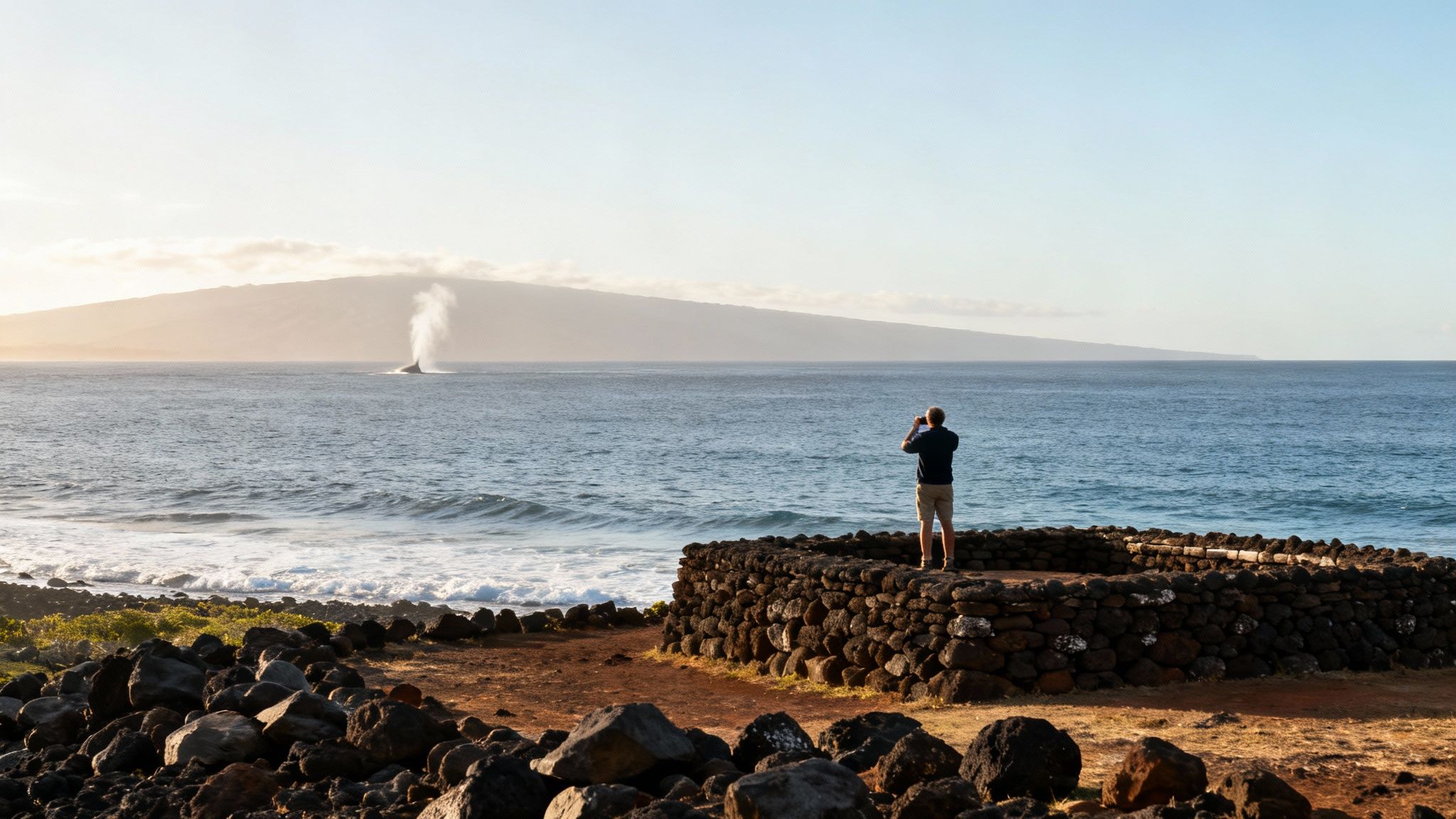 A humpback whale's fluke visible above the water as it dives near a whale watching tour boat.