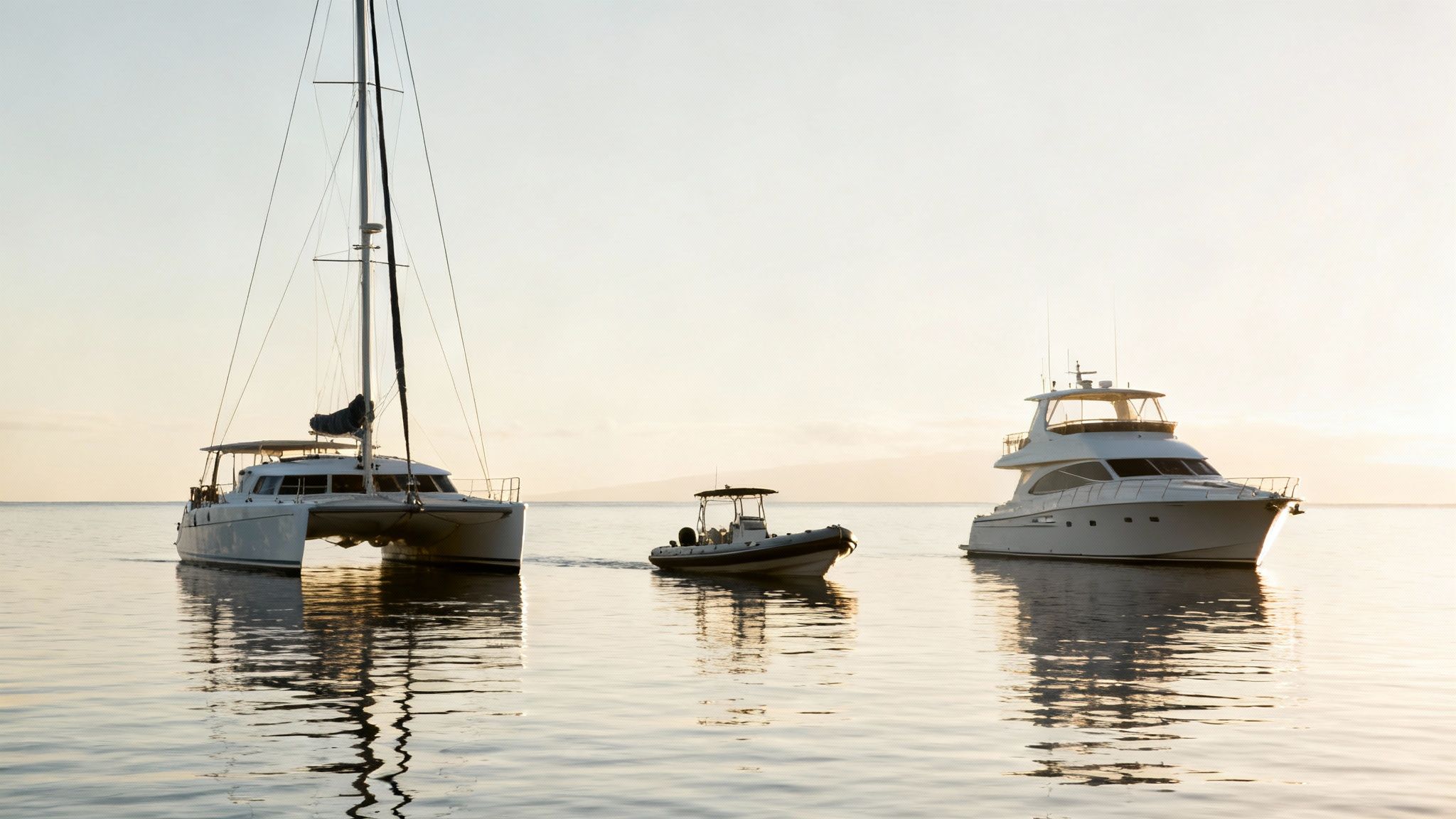 A whale watching tour boat on the calm blue waters off the coast of Kona